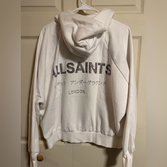 All Saints women’s small white Hoodie with silver sequins NWT - Picture 6 of 7
